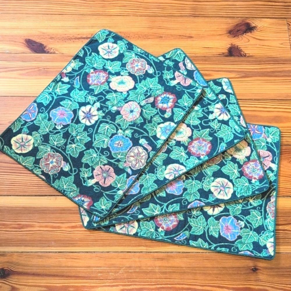 Tapisserie Tapestry by Renaissance Woven Art Green Floral Placemats, Set of 4